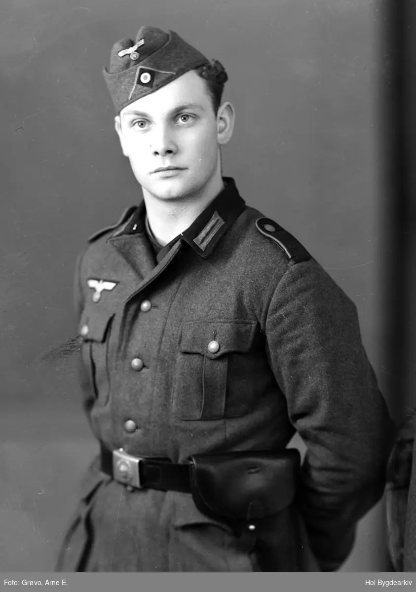 PortrettH, mann, tysk soldat, uniform, krigsmannskap, militær,