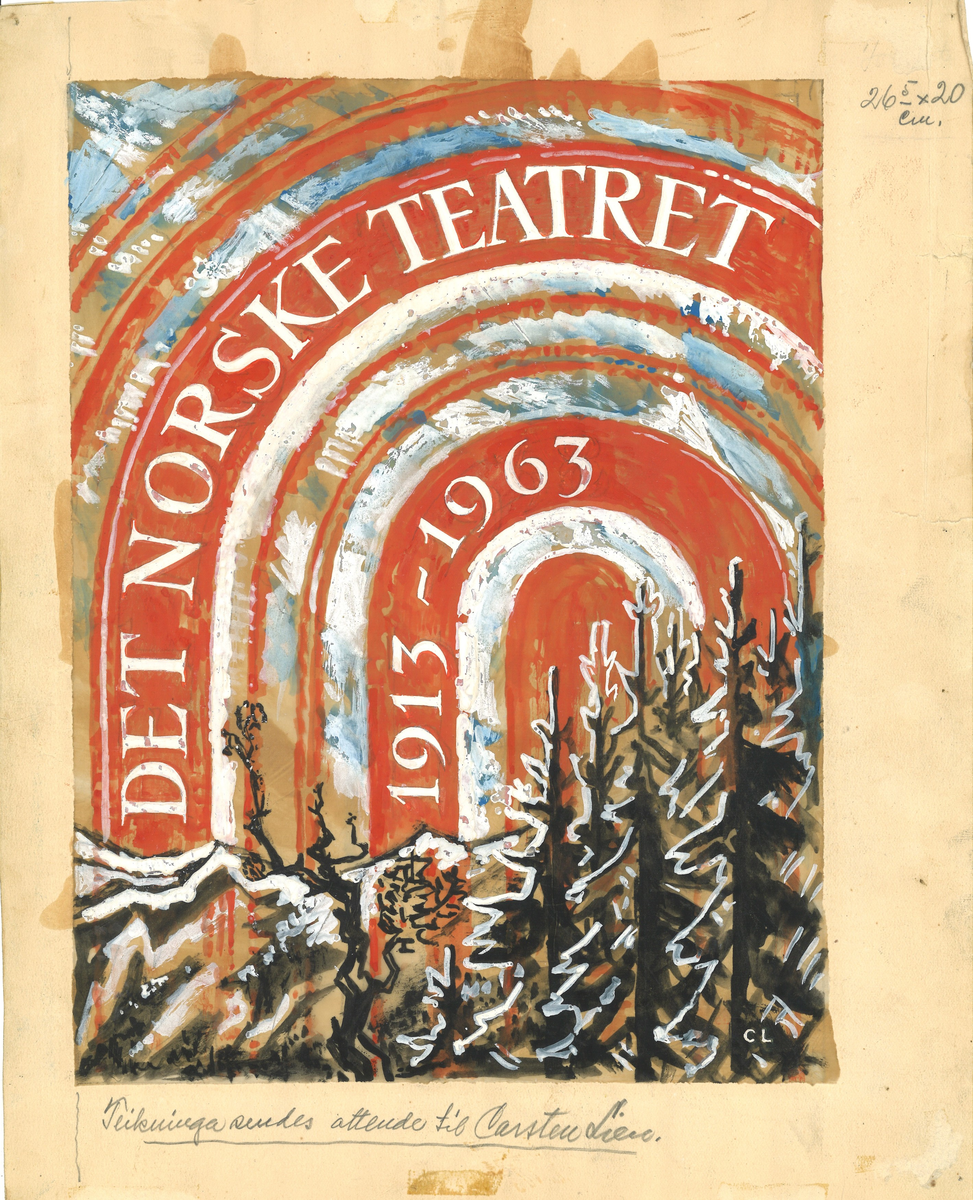 Omslag til Nils Sletbak Det norske teatret 19131963 [Tegning