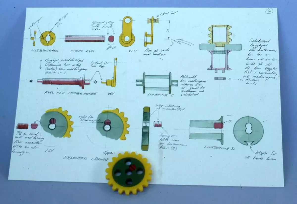 Nya koncept för BRIO Mec byggsats. Tekniksatser som kugghjul och pneumatik (luft), figurer och verktygsbälte. Designskisser och modeller.