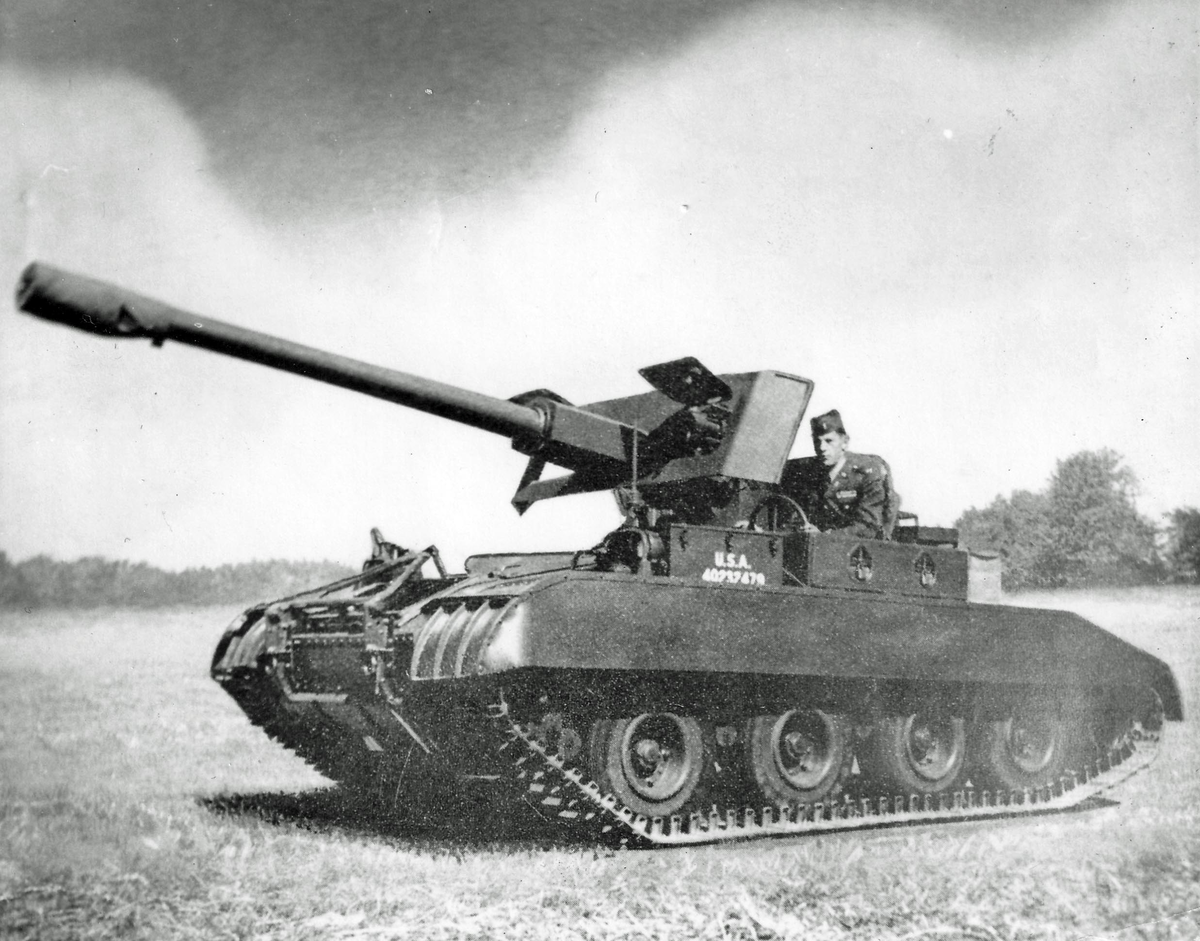 Amerikansk T 101, prototypen för M56 Scorpion som var en bandgående 90 mm pansarvärnskanon på 1950-talet.