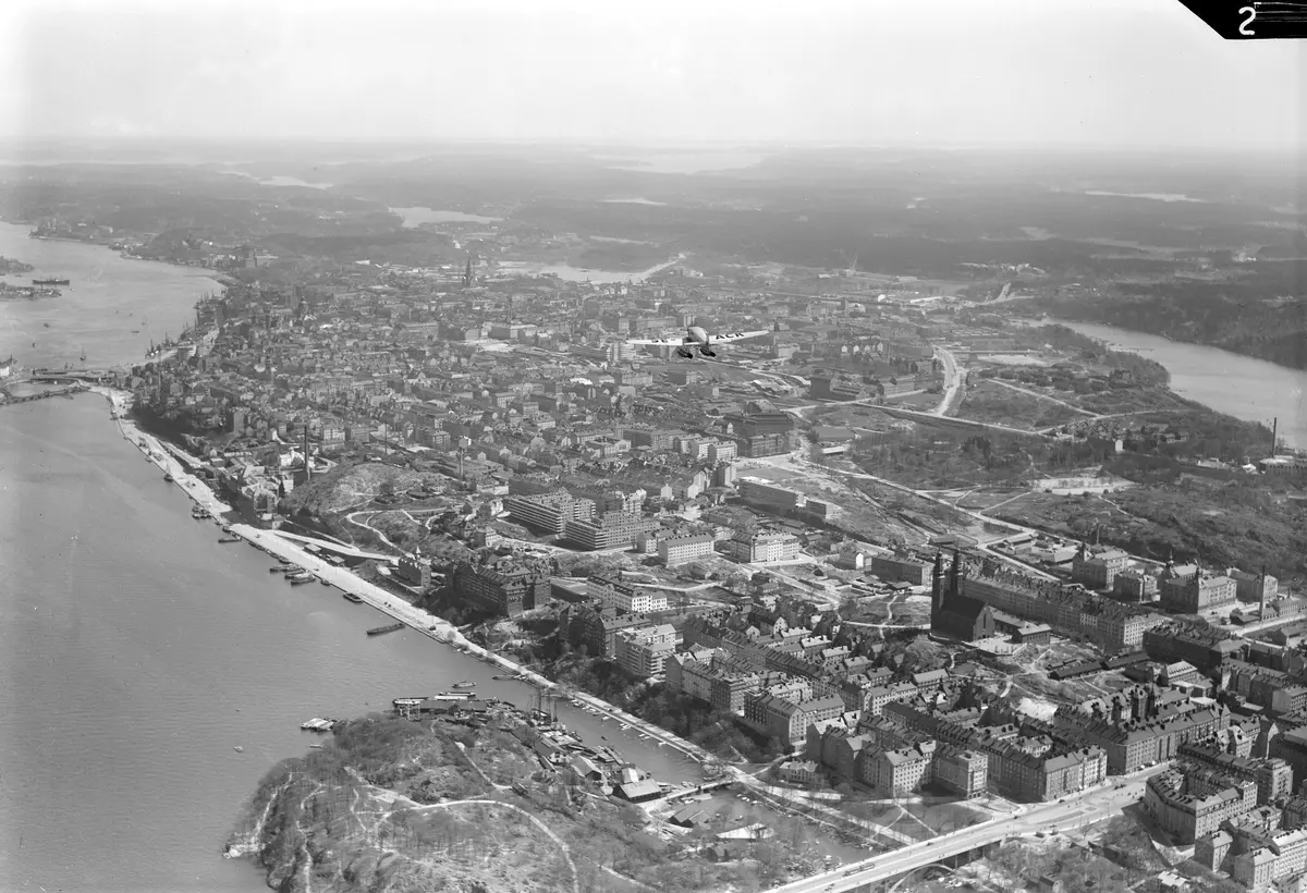 Flygfoto över Stockholm; Södermalm
