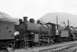 Utrangert damplokomotiv type 28b nr. 151 på Bergen stasjon