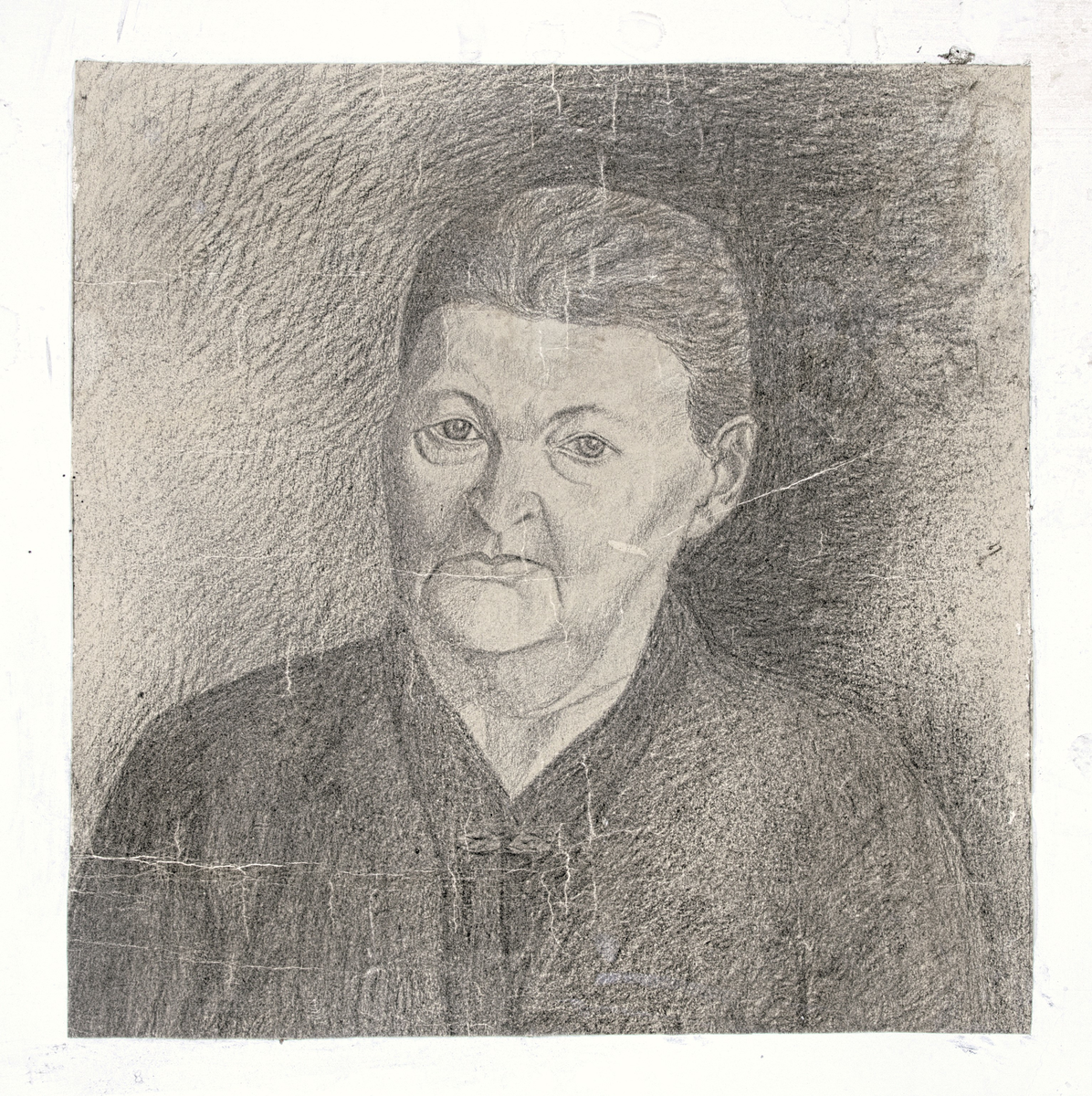 Portrett av eldre kvinne.