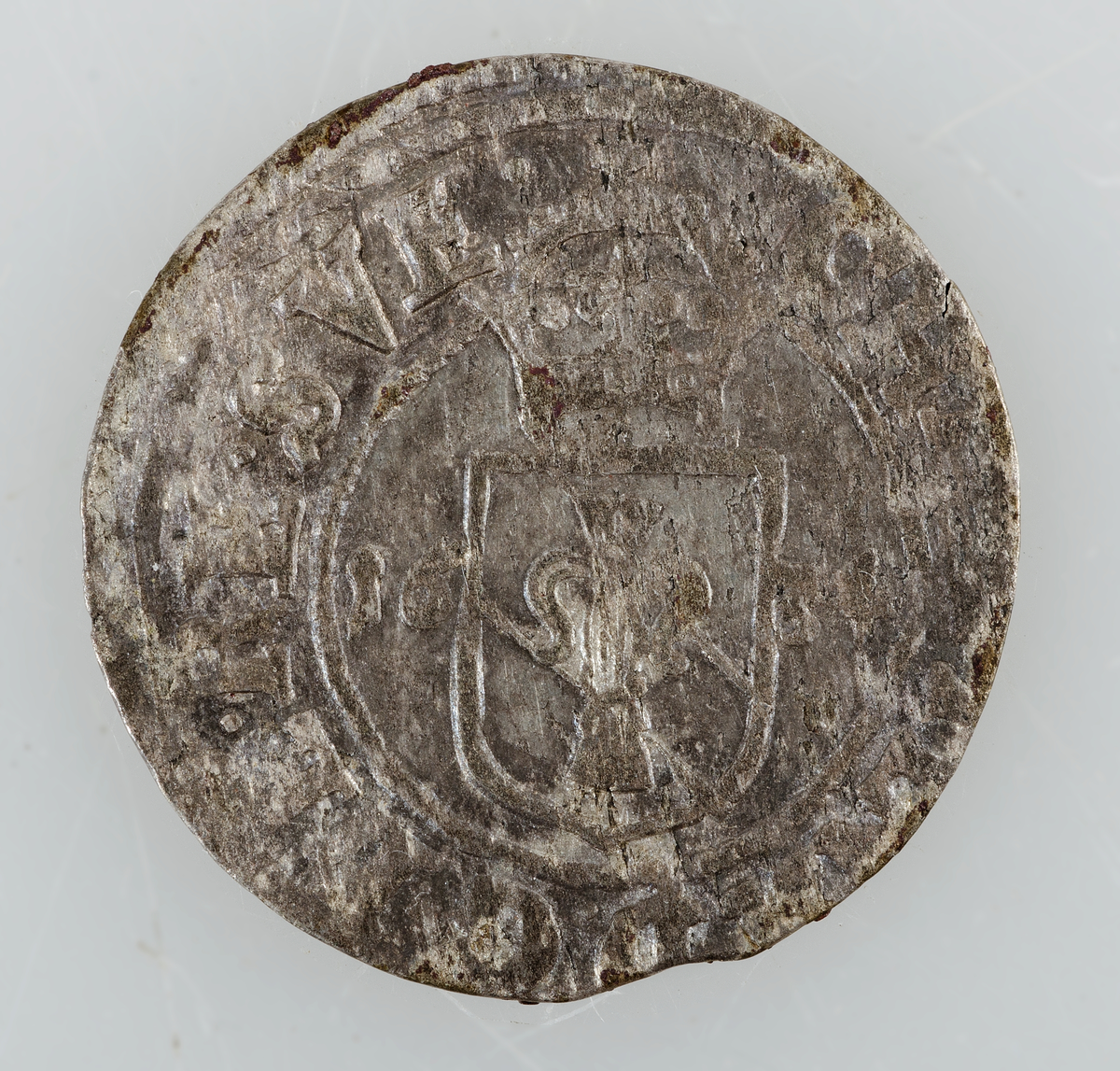 Mynt. 1 öre 1634, silver (Kristina). Präglat i Stockholm/Sala.