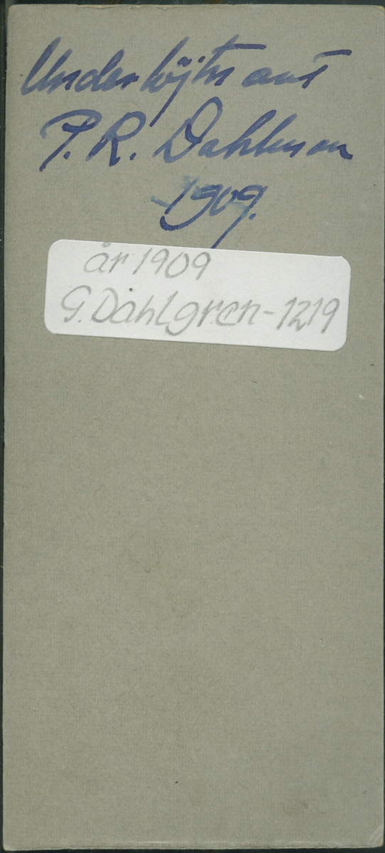 På kuvertet står följande information sammanställd vid museets första genomgång av materialet: Underlöjtnant Paul Rune Dahlman.