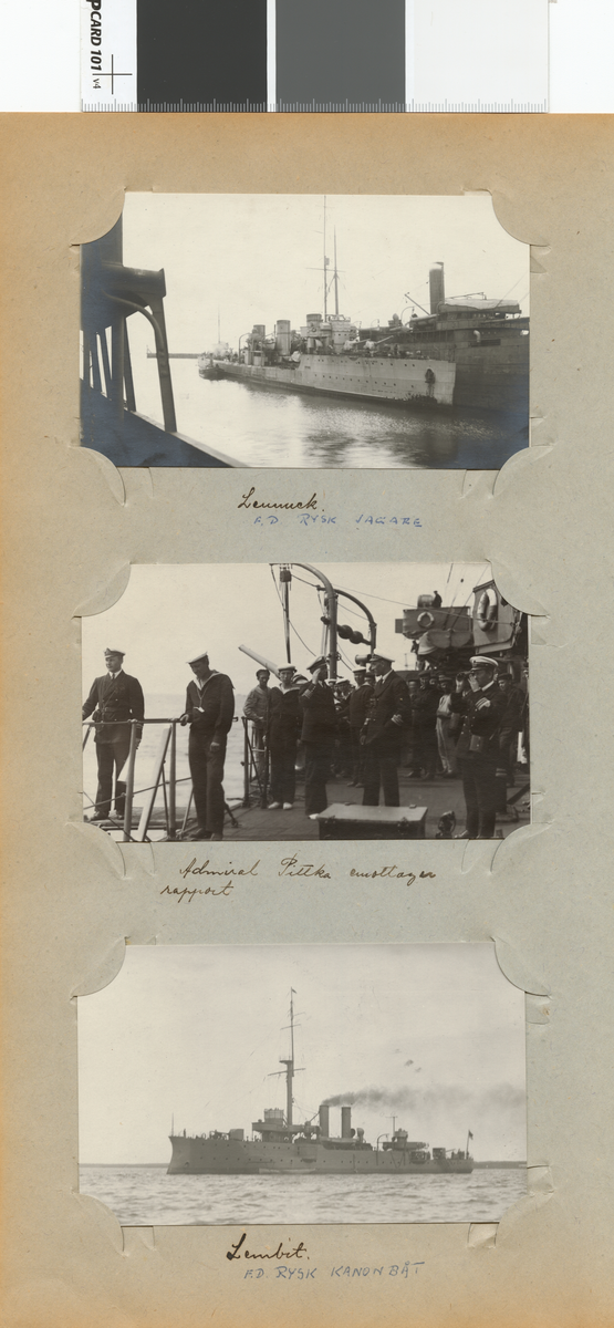 Text i fotoalbum: "Amiral Pittka mottager rapport."