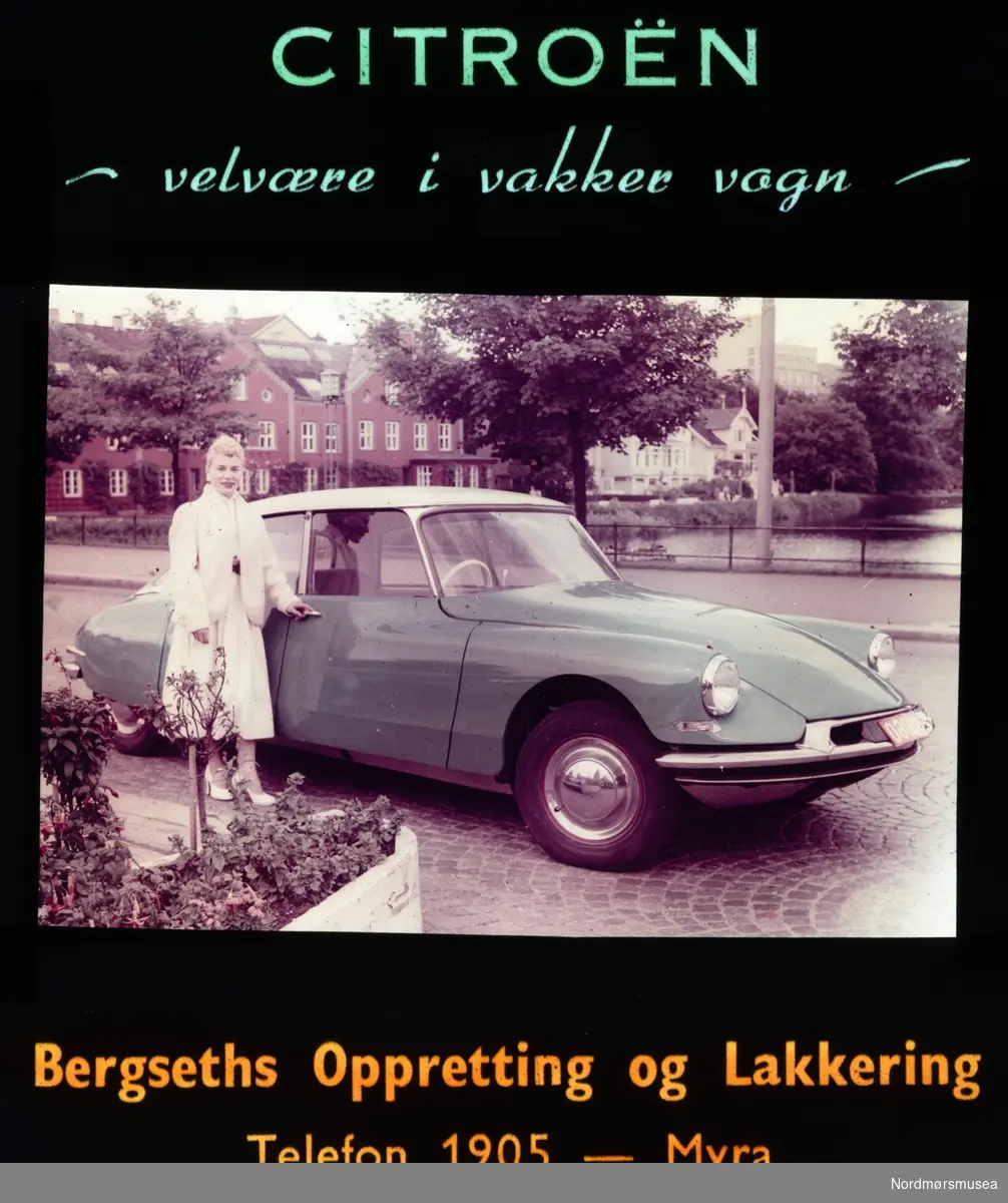 Kinoreklame for Citroën fra Bergseths Oppretting og Lakkering. Kinoreklame fra Kristiansund, hovedsaklig fra perioden 1950 til 1980.