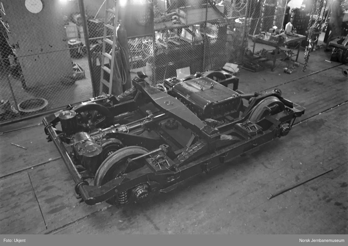 Boggi til dieselmotorvogn Cmdo 6a i serien 18243-18245 under bygging på Strømmens Værksted