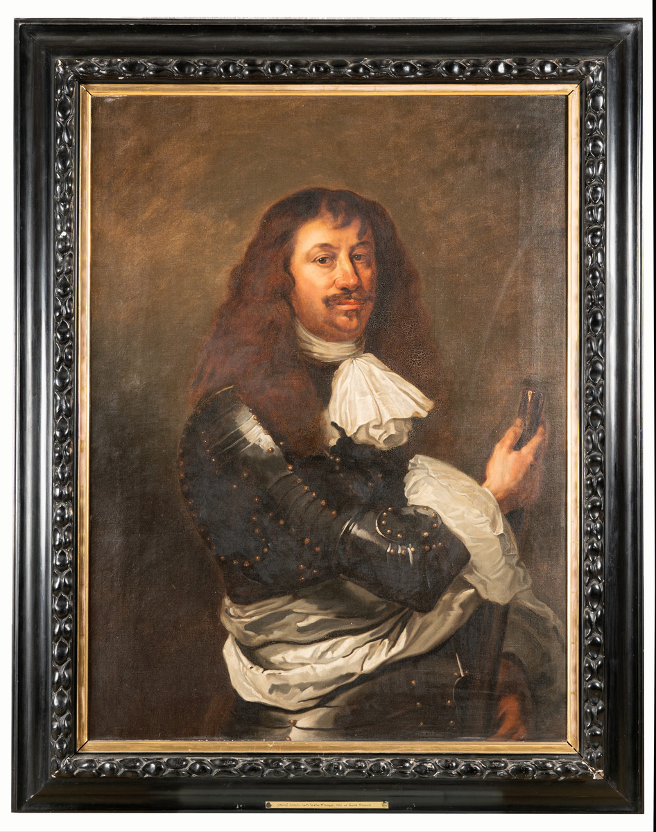 Porträtt av Karl Gustaf Wrangel, modern kopia. Olja på duk, svart ram.
Okänd konstnär, kopia.