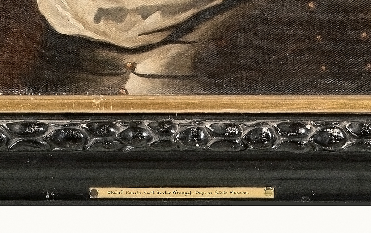 Porträtt av Karl Gustaf Wrangel, modern kopia. Olja på duk, svart ram.
Okänd konstnär, kopia.