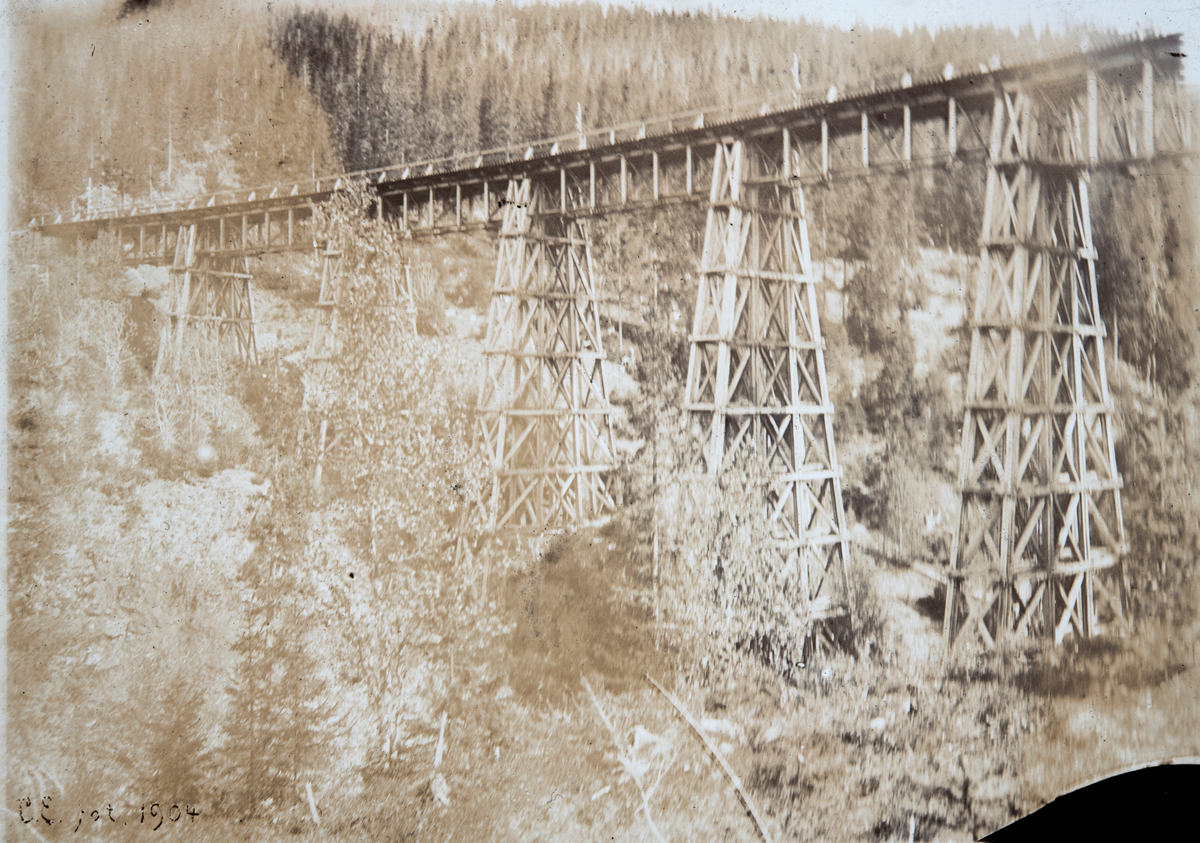 Trøndelag, Haltdalen, Drøydalen med elva Drøya, Drøye viadukt på Størenbanen - Rørosbanen sto ferdig 1877, Drøia jernbanebru revet 1925