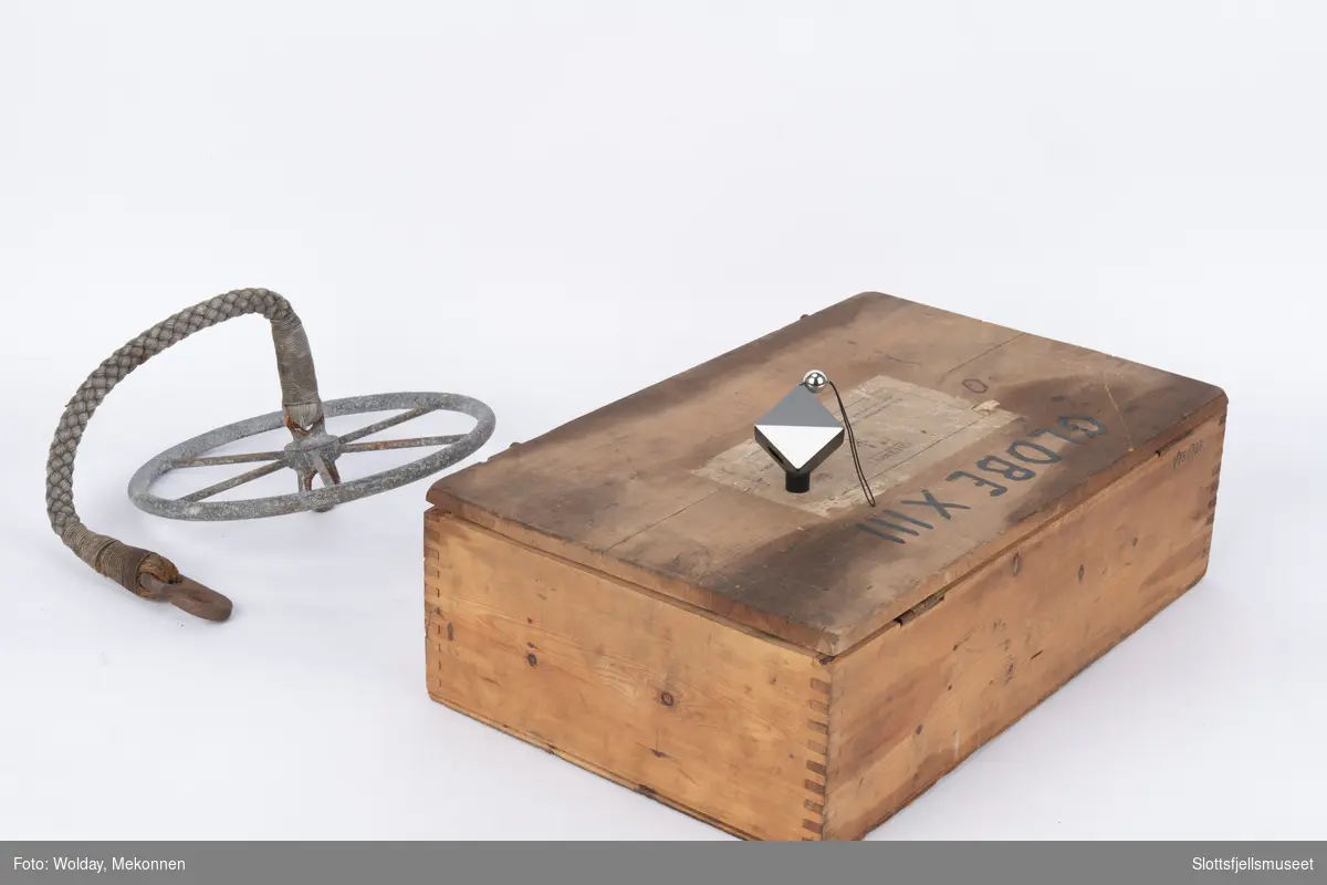 Slepelogg med to rotatorer, telleverk, loggline med svinghjul og kasse med bruksanvisning