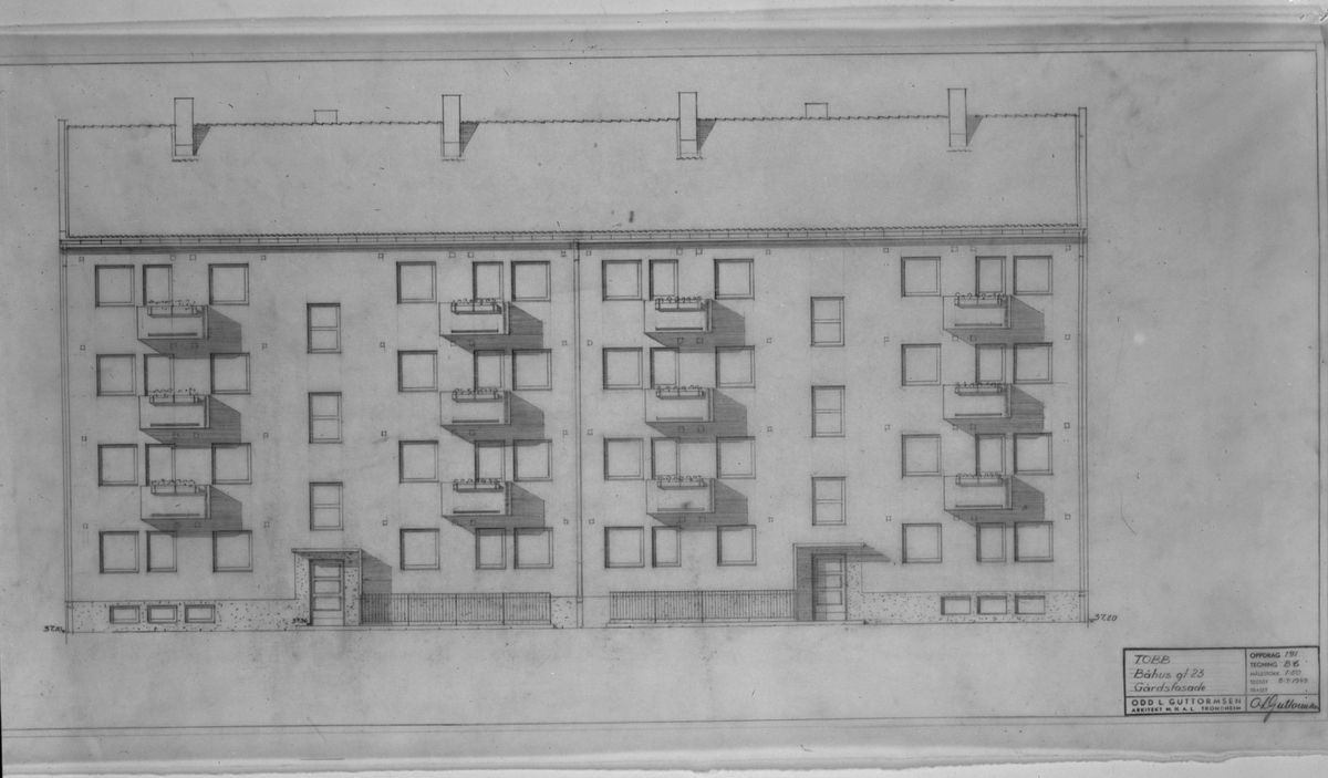 Arkitekttegning av boligblokk i Båhus gate
