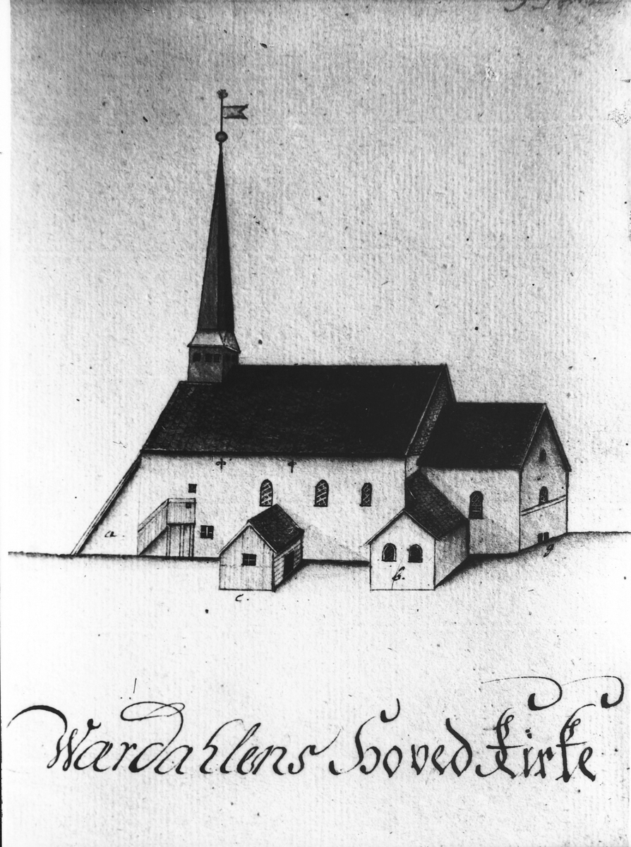 Verdal hovedkirke (Stiklestad kirke)- kopi av tegning av Gerhard Schøning
