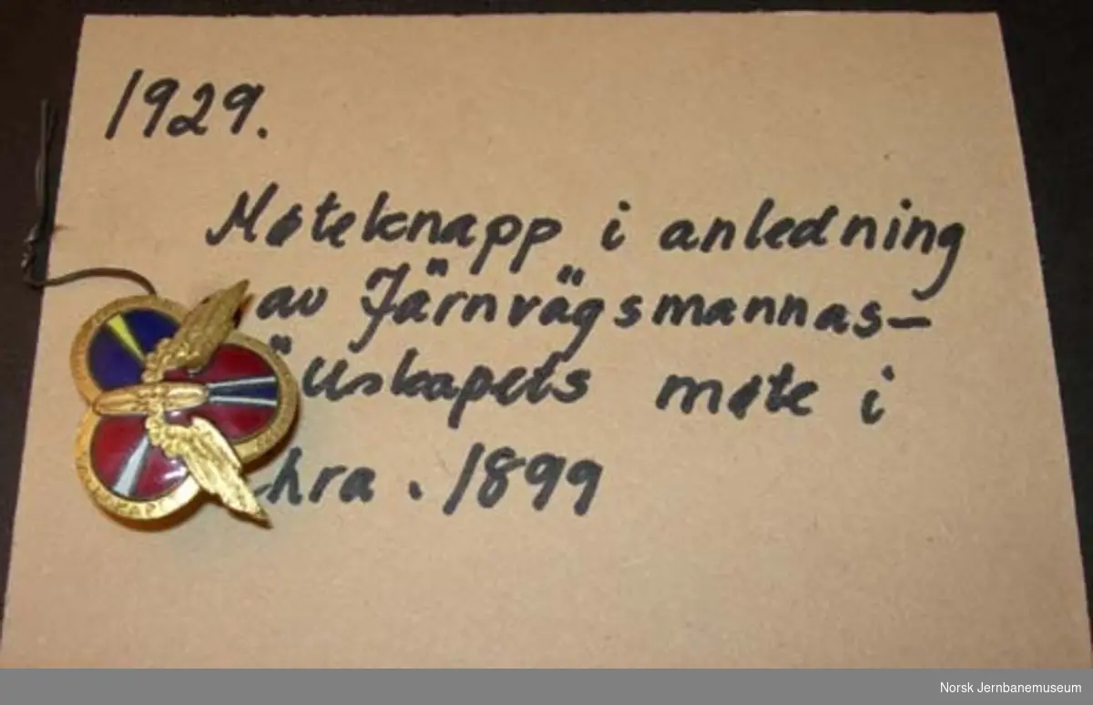 Møtemerke : for møte i Järnvägsmannasällskapet i Kristiania 1899