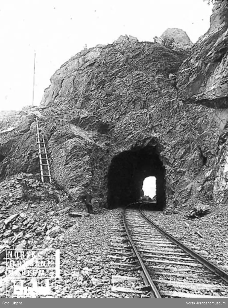 En kort tunnel, trolig på Flekkefjordbanen