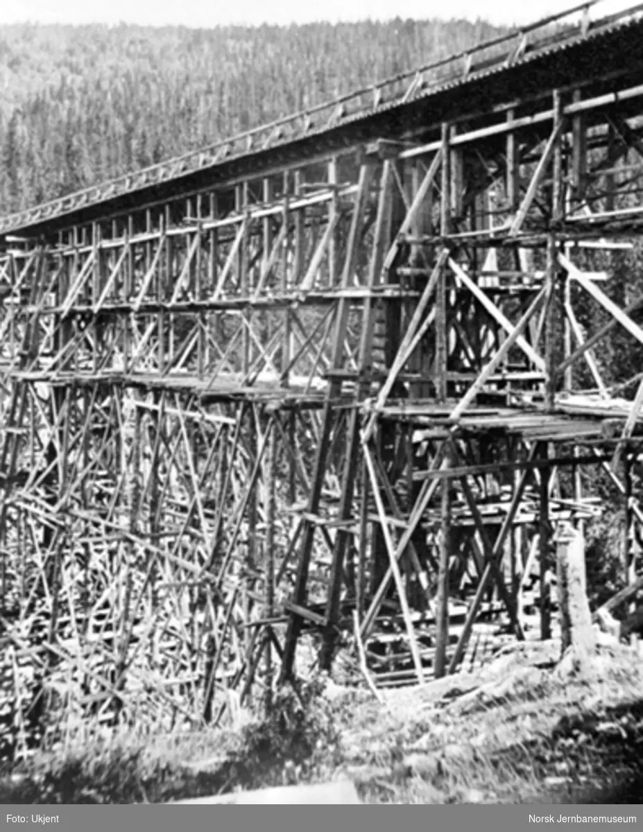 Drøia viadukt, detaljfoto av noe av trekonstruksjonen