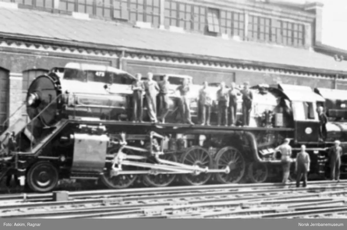 Damplokomotiv type 49c nr. 473 ved levering fra Thune's mekaniske Værksted