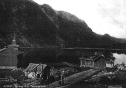 Grungedal kirke, Vinje, Telemark. Veiparti med hestekjøretøy