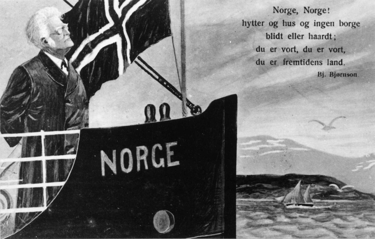 Bjørnstjerne Bjørnson (1832-1910), portrettert ombord på skipet "Norge".
