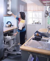 Oppvaskmaskinen og  kjøkkenskap. llustrasjonbilde fra Bonytt