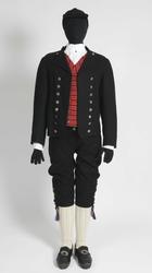 Serie med bilder av mannsdrakt, som er sendt til en utstilli