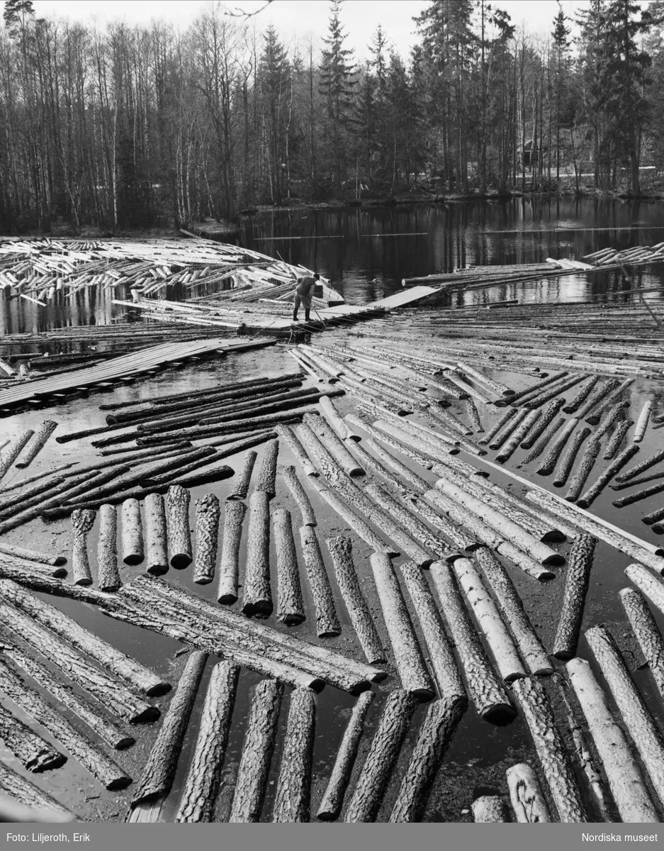 Timmerflottning, Småland.