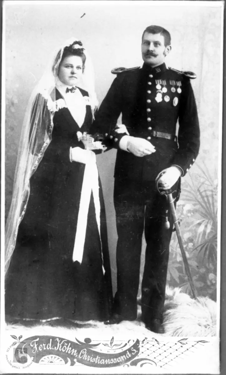 Brudeparet Helga og Olav Bjerland. Bjelland.