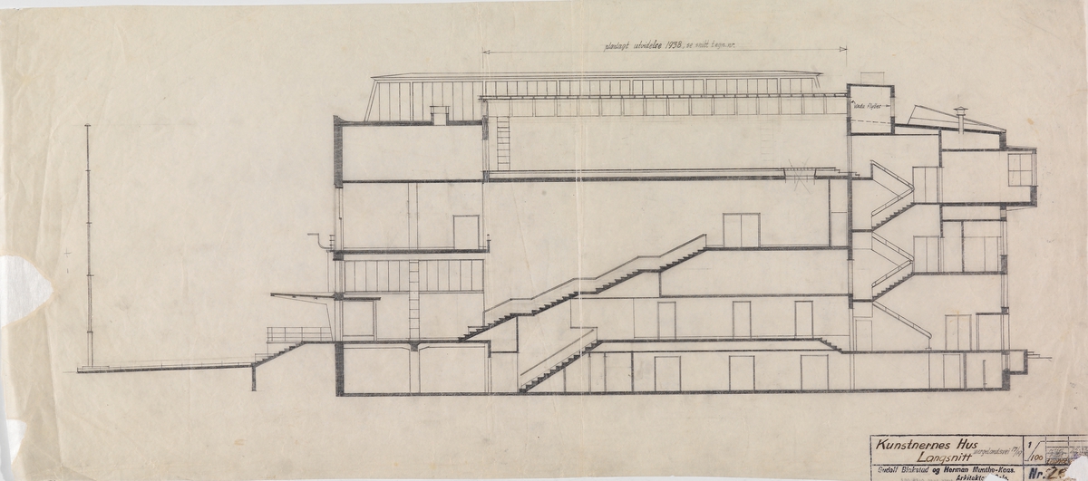 Kunstnernes hus [Lengdesnitt] - Nasjonalmuseet, arkitektursamlingene ...