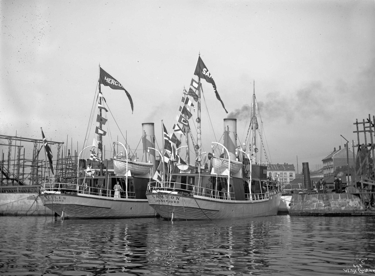 Hvalfanger Hercules (b. 1908, Akers Mekaniske Verksted, Chrsitiania) og Samson (b. 1908, Akers Mekaniske Verksted, Christiania)
