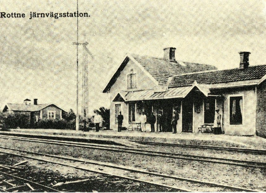 Den förenade post- och järnvägsstationen Rottne, 1920. 