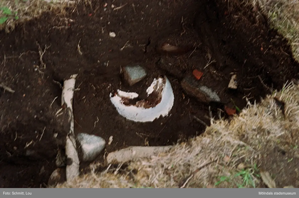 Drivhus "B", arkeologisk utgrävning vid Gunnebo slott, september 1995.