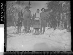 Gruppebilde av to menn og to kvinner på ski.