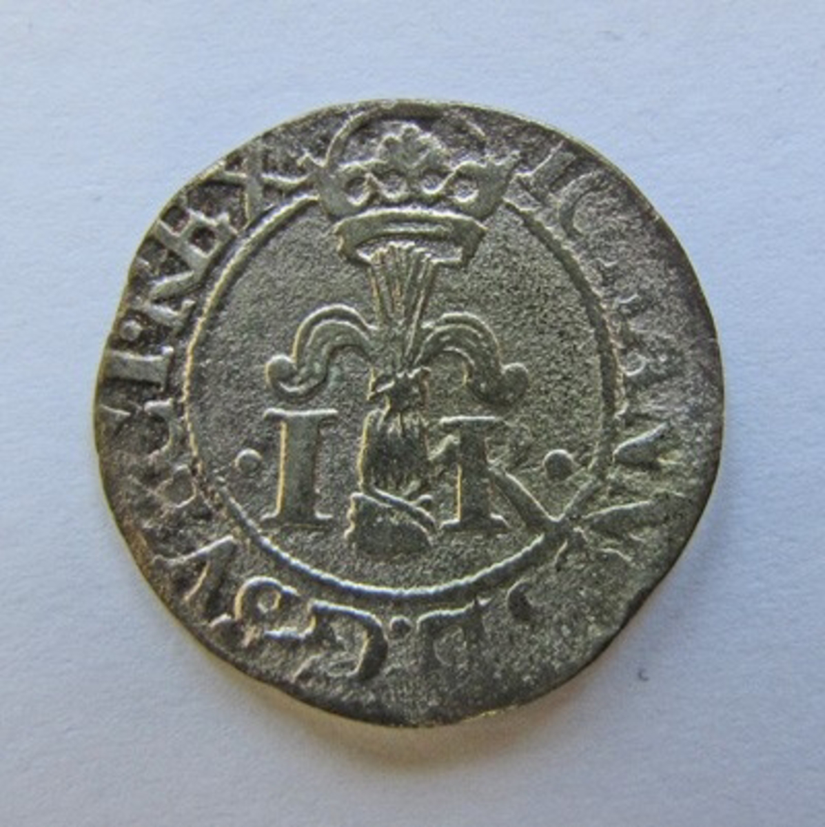 Johan III, 1/2 öre, silver. Präglat 1580 i Stockholm.