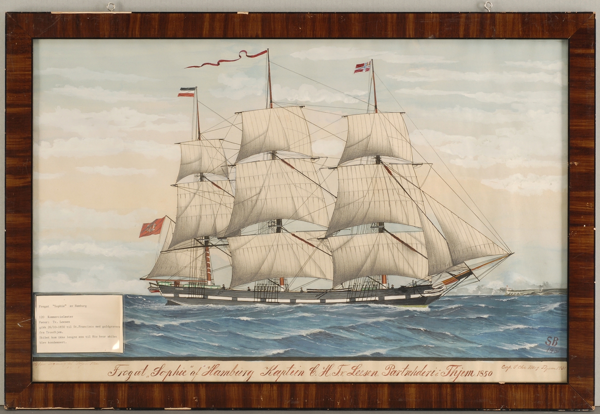 Fartøyet Sophie av Hamburg med fulle seil.