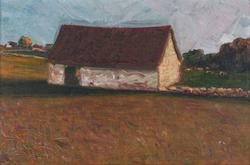 Breidablikks løe i Hannasdal [Olje på lerret]