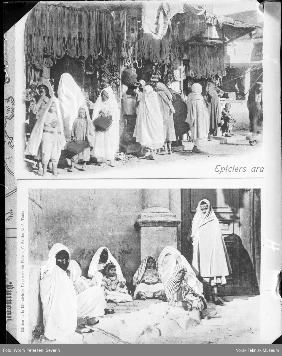 Arabiske kvinner med slør. Sansyneligvis fra Tunis