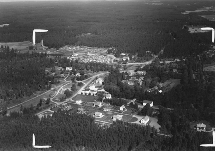 Flygfoto över Hjortkvarn.
Bilden tagen för vykort.