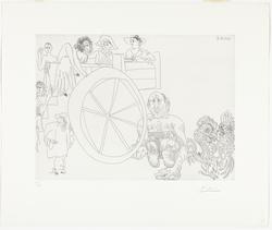 Omreisende skuespillere, med selvportrett med harlekinhatt o