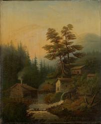 Landskap med kvern [Maleri]