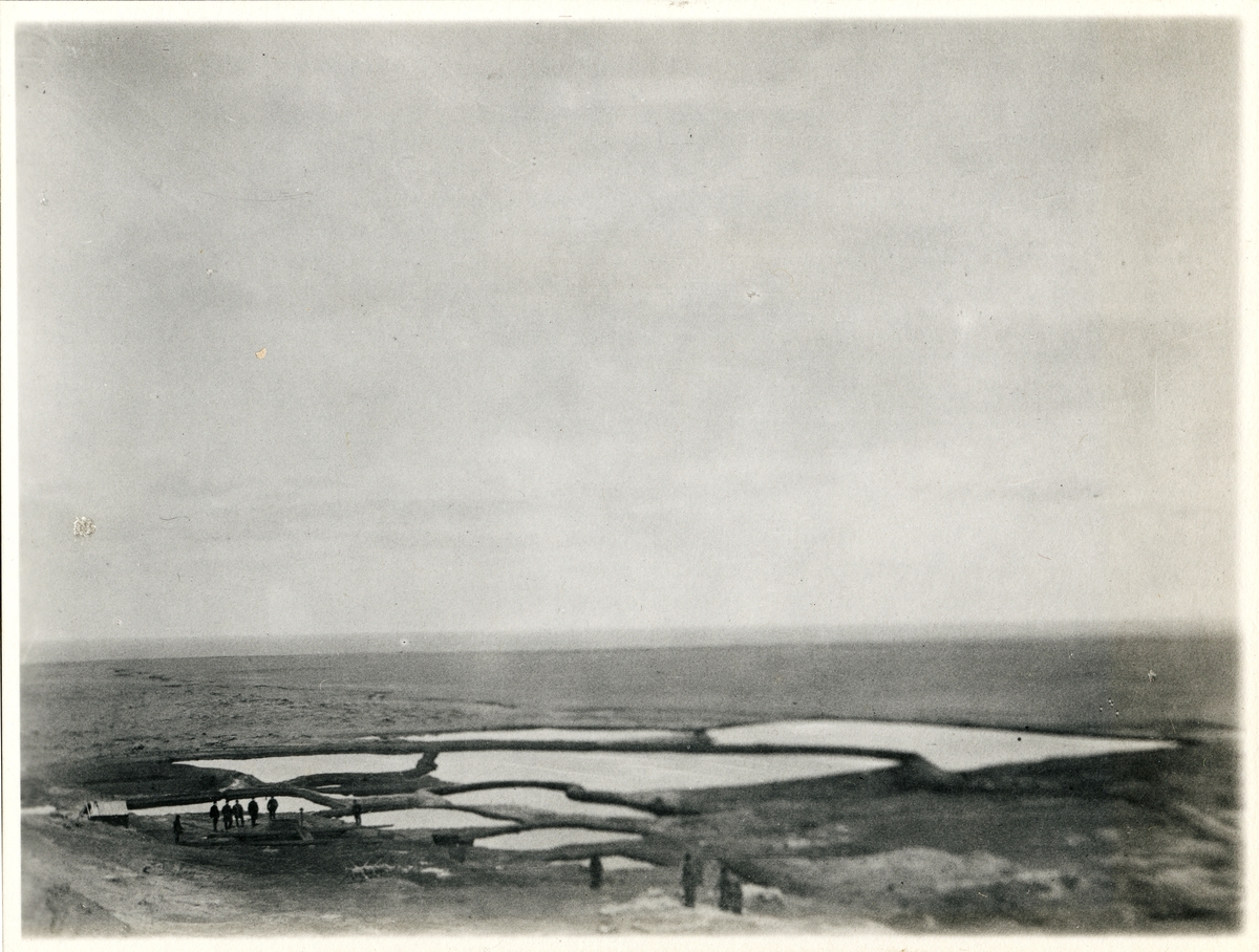 Naftasamlingar på ön "Tscheleken".
Bilden ingår i två stora fotoalbum efter direktör Karl Wilhelm Hagelin som arbetade länge vid Nobels oljeanläggningar i Baku.