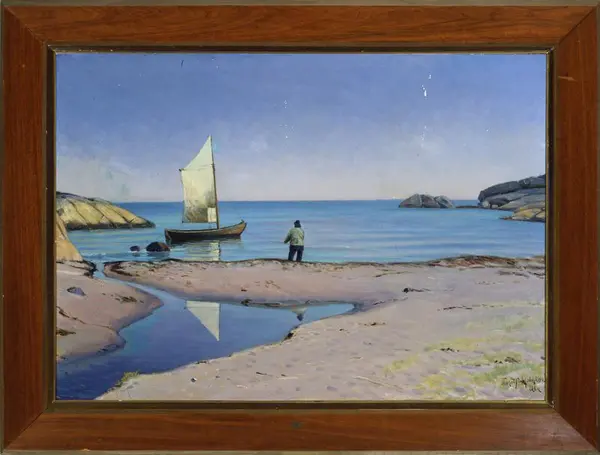 "Strandparti ved Ula" malt av Thorolf Holmboe