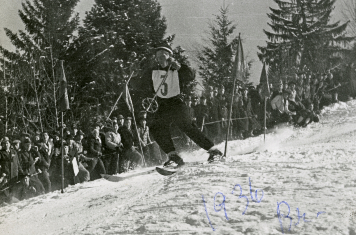 Birger Ruud in downhill race at Garmisch