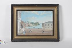 Fredrikshalds torv [Akvarell som viser parti av Haldens torv