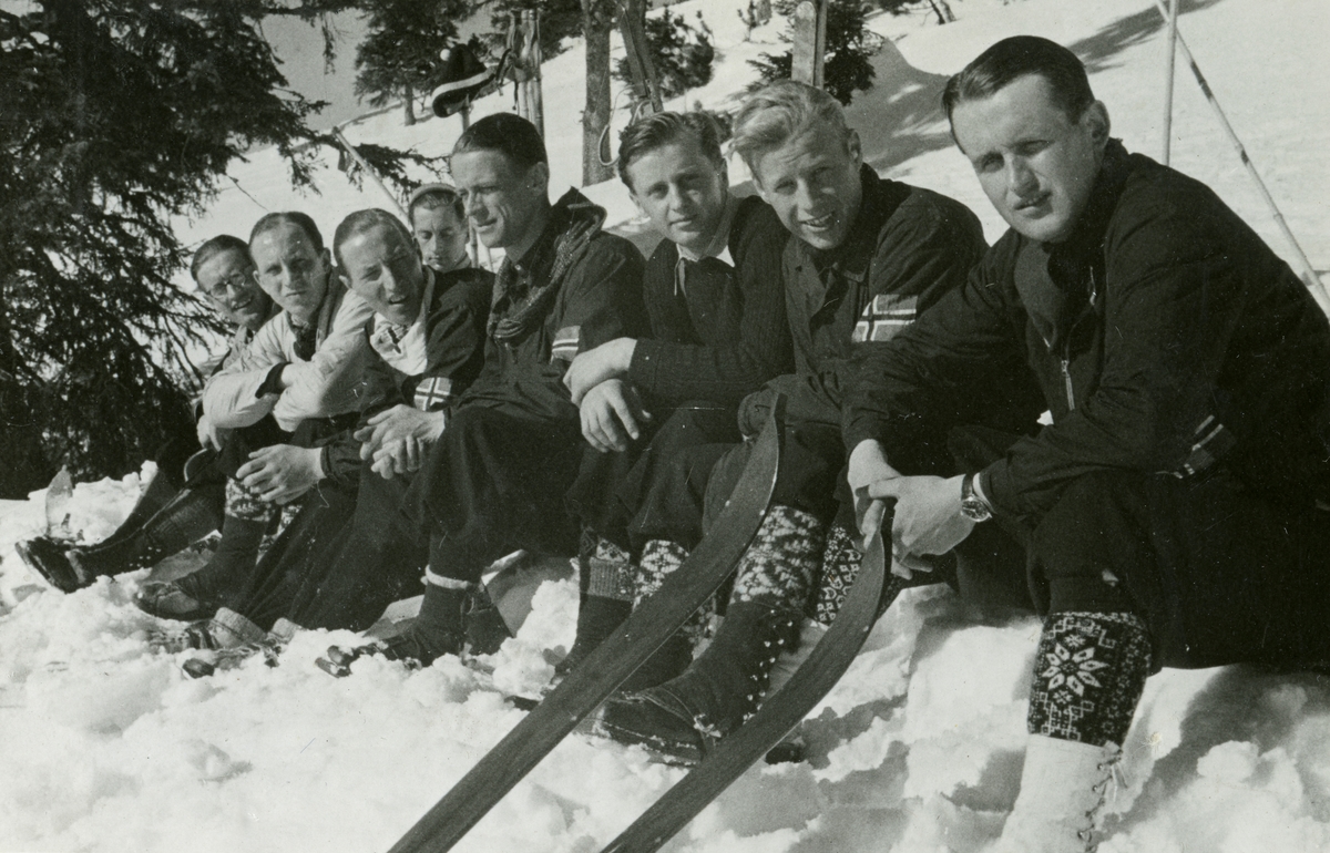 Norwegian skiers resting at Garmisch
