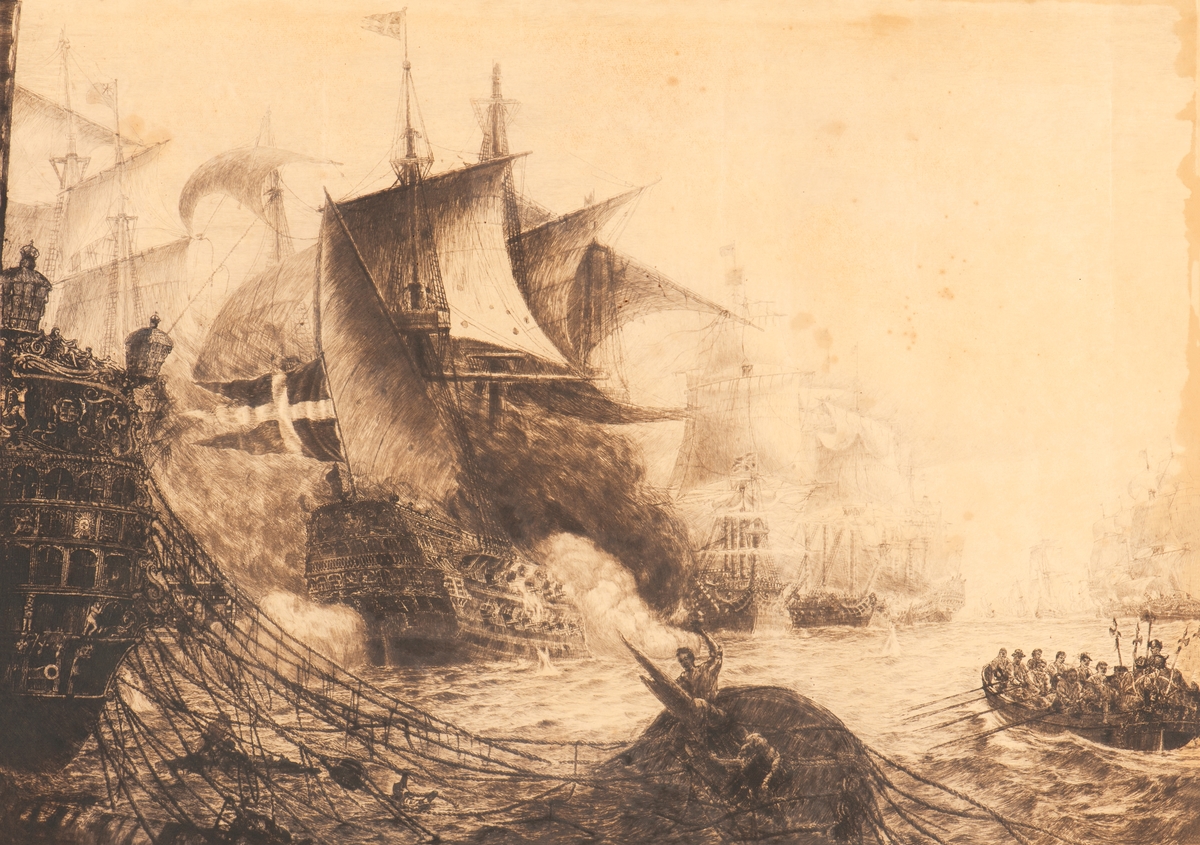 Linjeskeppet ÖLAND i strid med engelsmännen den 28  juli 1704 vid Orfordness