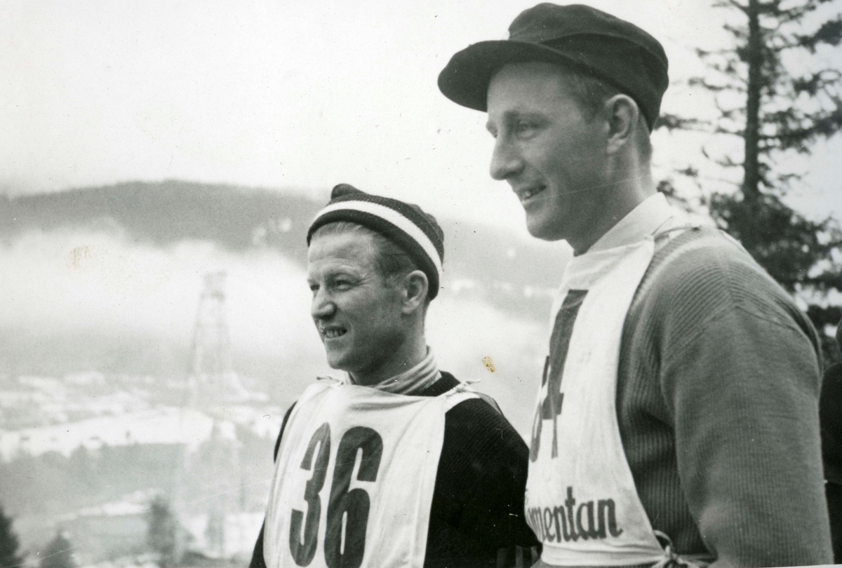 Olympic champion Birger Ruud wirh friend at Garmisch