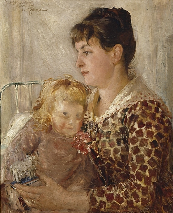 Mor och barn. Konstnären Allan Österlinds maka och dotter