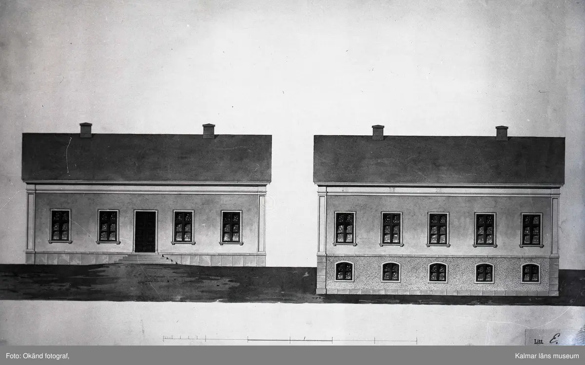 Ritning av hus. - Kalmar läns museum / DigitaltMuseum