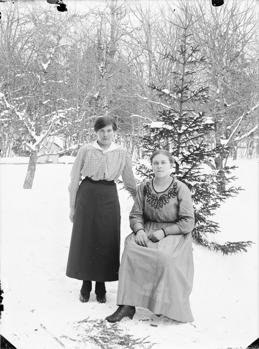 Kvinnor i trädgård, Alunda, Uppland